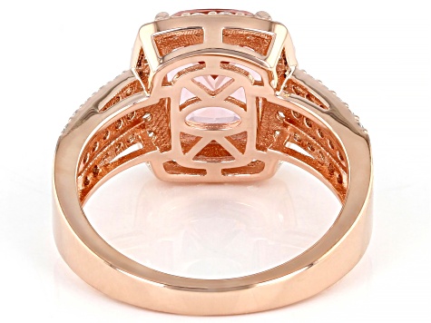 Pink Morganite Simulant And White Cubic Zirconia 18k Rose Gold Over Sterling Silver Ring 4.38ctw
