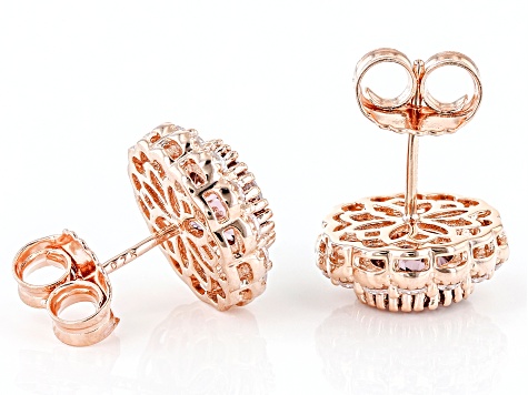 Blush Zircon Simulant And White Cubic Zirconia 18k Rose Gold Over Sterling Silver Earrings 6.68ctw