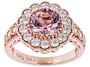 Picture of Blush Zircon Simulant And White Cubic Zirconia 18k Rose Gold Over Sterling Silver Ring 3.34ctw