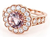 Blush Zircon Simulant And White Cubic Zirconia 18k Rose Gold Over Sterling Silver Ring 3.34ctw