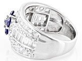 Blue And White Cubic Zirconia Rhodium Over Sterling Silver Ring 4.00ctw