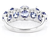 Blue Cubic Zirconia Rhodium Over Sterling Silver Ring 4.91ctw
