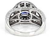 Blue And White Cubic Zirconia Rhodium Over Sterling Silver Ring 5.00ctw