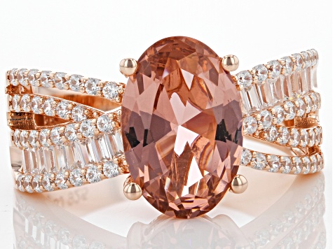 Lavender And White Cubic Zirconia 18k Rose Gold Over