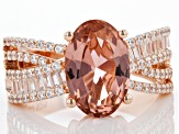 Blush Zircon Simulant And White Cubic Zirconia 18K Rose Gold Over Sterling Silver Ring 4.69ctw