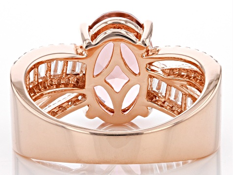 Blush Zircon Simulant And White Cubic Zirconia 18K Rose Gold Over Sterling Silver Ring 4.69ctw