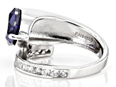 Blue And White Cubic Zirconia Rhodium Over Sterling Silver Ring 5.33ctw