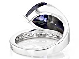 Blue And White Cubic Zirconia Rhodium Over Sterling Silver Ring 5.33ctw