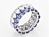 Blue And White Cubic Zirconia Rhodium Over Sterling Silver Ring 21.44ctw