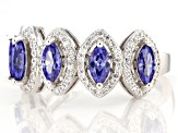 Blue And White Cubic Zirconia Rhodium Over Sterling Silver Ring 2.86ctw