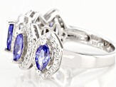 Blue And White Cubic Zirconia Rhodium Over Sterling Silver Ring 2.86ctw
