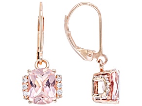 Morganite Simulant And White Cubic Zirconia 18K Rose Gold Over Sterling Silver Earrings 3.81ctw