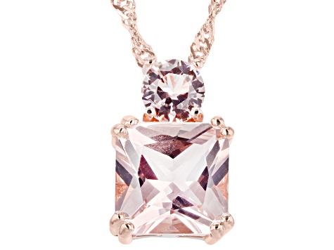 Morganite Simulant 18k Rose Gold Over Silver Pendant With Chain 2.95ctw