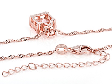 Morganite Simulant 18k Rose Gold Over Silver Pendant With Chain 2.95ctw