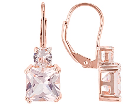 Morganite Simulant 18k Rose Gold Over Sterling Silver Earrings 5.80ctw