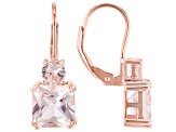 Morganite Simulant 18k Rose Gold Over Sterling Silver Earrings 5.80ctw