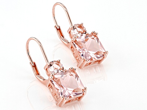 Morganite Simulant 18k Rose Gold Over Sterling Silver Earrings 5.80ctw