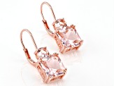 Morganite Simulant 18k Rose Gold Over Sterling Silver Earrings 5.80ctw