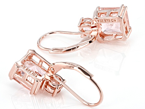 Morganite Simulant 18k Rose Gold Over Sterling Silver Earrings 5.80ctw