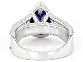 Blue And White Cubic Zirconia Rhodium Over Sterling Silver Ring 3.85ctw