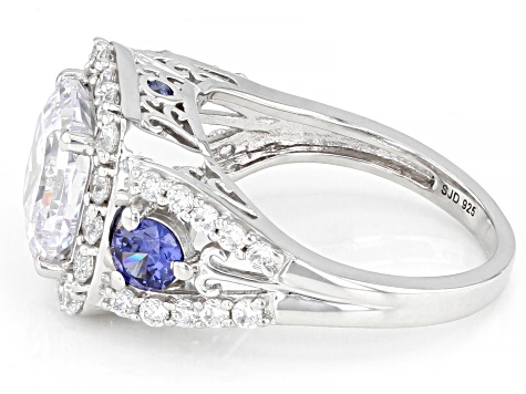 chu♡ Blue And White Cubic Zirconia Platinum Over Sterling Silver