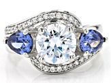 Blue And White Cubic Zirconia Platinum Over Sterling Silver Ring 5.90ctw