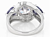 Blue And White Cubic Zirconia Platinum Over Sterling Silver Ring 5.90ctw