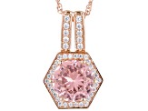 Morganite Simulant And White Cubic Zirconia 18k Rose Gold Over Silver Pendant With Chain 4.38ctw