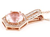 Morganite Simulant And White Cubic Zirconia 18k Rose Gold Over Silver Pendant With Chain 4.38ctw