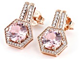 Morganite Simulant And White Cubic Zirconia 18k Rose Gold Over Sterling Silver Earrings 4.90ctw