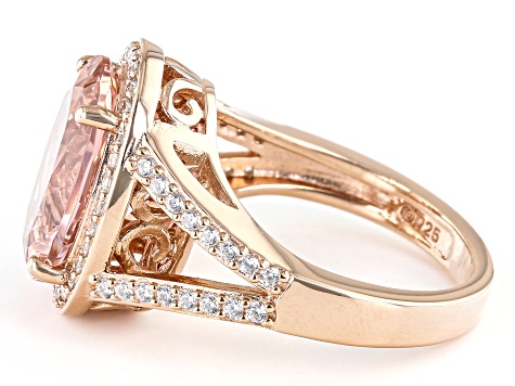 Morganite Simulant And White Cubic Zirconia 18k Rose Gold Over Sterling Silver Ring 6.91ctw
