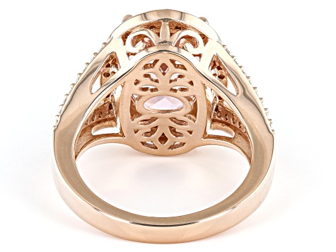 Morganite Simulant And White Cubic Zirconia 18k Rose Gold Over Sterling Silver Ring 6.91ctw