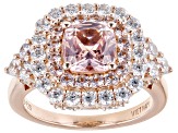 Morganite Simulant And White Cubic Zirconia 18k Rose Gold Over Sterling Silver Ring 1.96ctw