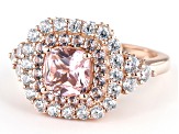 Morganite Simulant And White Cubic Zirconia 18k Rose Gold Over Sterling Silver Ring 1.96ctw