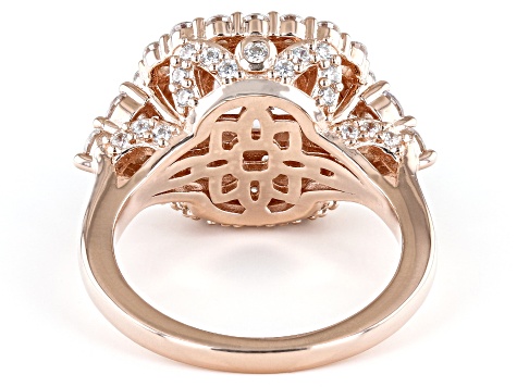 Morganite Simulant And White Cubic Zirconia 18k Rose Gold Over Sterling Silver Ring 1.96ctw