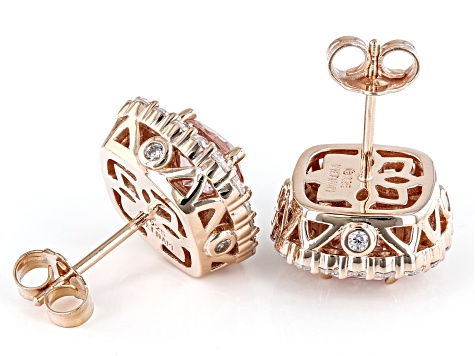 Morganite Simulant And White Cubic Zirconia 18k Rose Gold Over Sterling Silver Earrings 3.85ctw