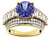Blue And White Cubic Zirconia 18k Yellow Gold Over Sterling Silver Ring 8.65ctw