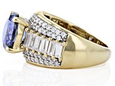 Blue And White Cubic Zirconia 18k Yellow Gold Over Sterling Silver Ring 8.65ctw