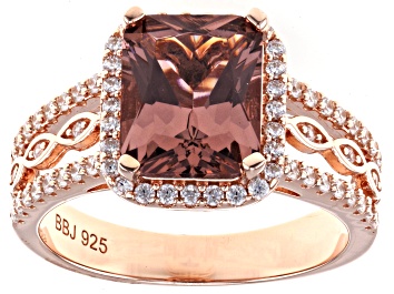 Picture of Blush Zircon Simulant And White Cubic Zirconia 18k Rose Gold Over Sterling Silver Ring 4.13ctw