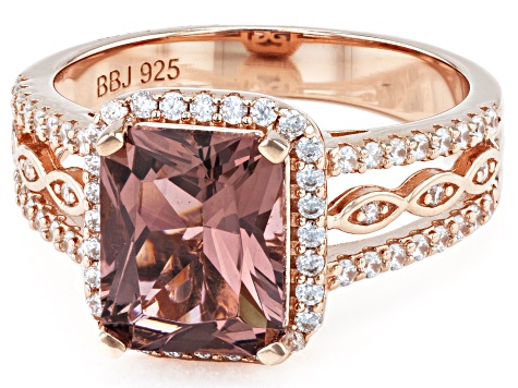 Blush Zircon Simulant And White Cubic Zirconia 18k Rose Gold Over Sterling Silver Ring 4.13ctw