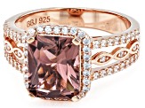 Blush Zircon Simulant And White Cubic Zirconia 18k Rose Gold Over Sterling Silver Ring 4.13ctw