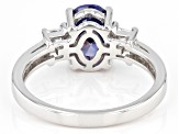 Blue And White Cubic Zirconia Rhodium Over Sterling Silver Ring 3.60ctw