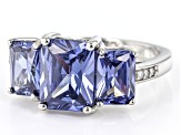 Blue And White Cubic Zirconia Platinum Over Sterling Silver Ring 6.85ctw