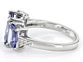 Blue And White Cubic Zirconia Platinum Over Sterling Silver Ring 6.85ctw
