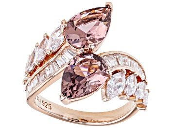 Picture of Blush Zircon Simulant And White Cubic Zirconia 18k Rose Gold Over Sterling Silver Ring 6.75ctw