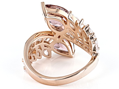 Blush Zircon Simulant And White Cubic Zirconia 18k Rose Gold Over Sterling Silver Ring 6.75ctw
