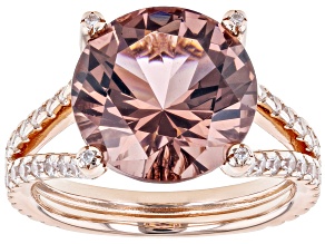 Blush Zircon Simulant And White Cubic Zirconia 18k Rose Gold Over Sterling Silver Ring 7.96ctw