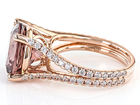 Blush Zircon Simulant And White Cubic Zirconia 18k Rose Gold Over Sterling Silver Ring 7.96ctw