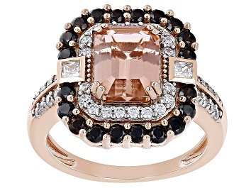 Picture of Morganite Simulant, Mocha, And White Cubic Zirconia 18k Rose Gold Over Sterling Silver Ring 4.15ctw
