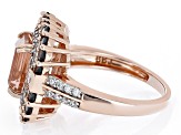 Morganite Simulant, Mocha, And White Cubic Zirconia 18k Rose Gold Over Sterling Silver Ring 4.15ctw
